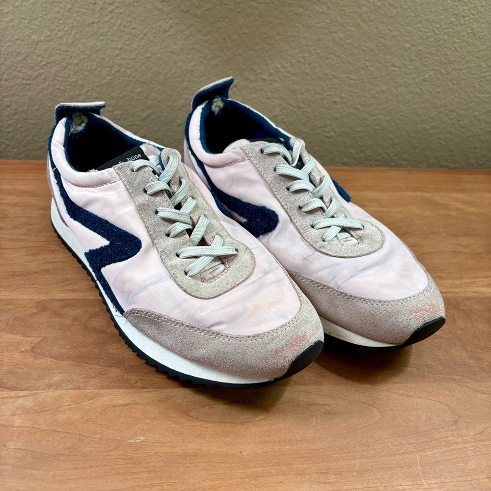 Rag & Bone NY Retro Runner Lace Up Sneakers Pink & Blue Suede, Womens size 41 - Picture 2 of 15